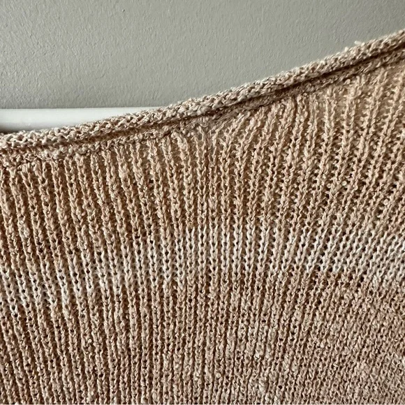 Free People Shipping News Oversized Tunic Sweater Women L Beige Tan Cozy Beachy - Picture 11 of 15